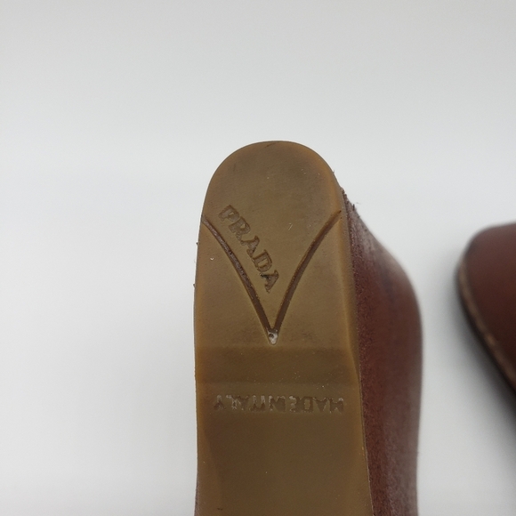654- Prada Wedge Leather Sandals 37 EU 6.5 US - Picture 9 of 12